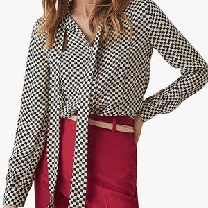 NWT - REISS Caylee Check Printed Blouse